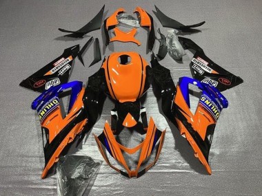 Custom 2013-2018 Kawasaki ZX6R Motorcycle Fairings - Orange Blue Black UK