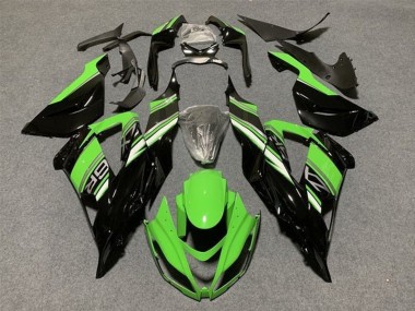 Custom 2013-2018 Kawasaki ZX6R Motorcycle Fairings Kit - Green Glossy Black UK