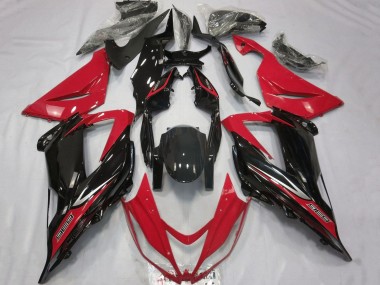 Custom 2013-2018 Kawasaki ZX6R Motorcycle Fairings - Red Glossy Black UK