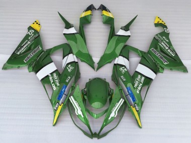 Custom 2013-2018 Kawasaki ZX6R Motorcycle Fairings - Green Yellow Blue White UK
