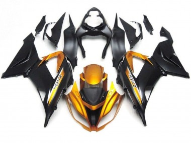 Custom 2013-2018 Kawasaki ZX6R Motorcycle Fairings - Matte Black Gold UK