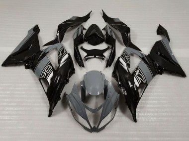 Custom 2013-2018 Kawasaki ZX6R Motorcycle Fairings - Nardo Grey Glossy Black UK