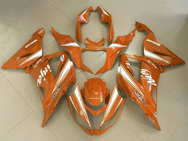 Custom 2013-2018 Kawasaki ZX6R Motorcycle Fairings - Orange White UK