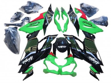 Custom 2019-2022 Kawasaki ZX6R Motorcycle Fairings - Green Red Glossy Black Honeycomb UK