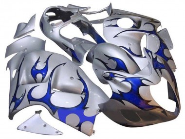Custom 1996-2007 Suzuki GSXR1000 Motorcycle Fairings - Silver Blue Tribal UK
