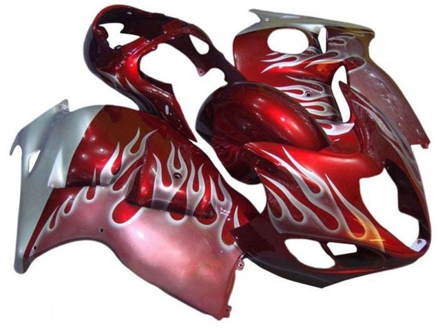 1996-2007 Suzuki GSXR1000 Motorcycle Fairings - Red Silver Flame UK