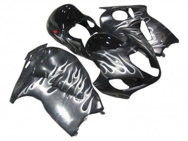 Custom 1996-2007 Suzuki GSXR1000 Motorcycle Fairings - Grey Black White Flame UK