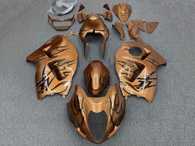 Custom 1996-2007 Suzuki GSXR1000 Motorcycle Fairings - Brown Bronze Black Flame UK