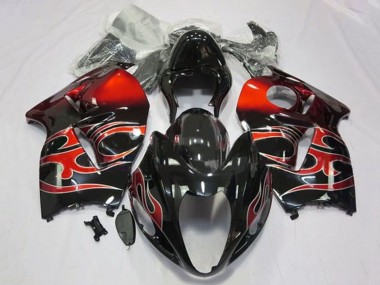 Custom 1996-2007 Suzuki GSXR1000 Motorcycle Fairings - Glossy Black Red Tribal UK