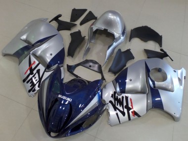 Custom 1996-2007 Suzuki GSXR1000 Motorcycle Fairings - Silver Dark Blue UK