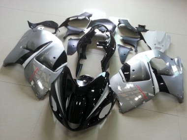 Custom 1996-2007 Suzuki GSXR1000 Motorcycle Fairings - Glossy Black Silver Chrome UK