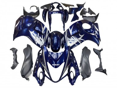 Custom 2008-2020 Dark Blue Silver White Suzuki GSXR 1300 Hayabusa Motorcycle Fairings UK
