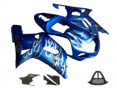 Custom 2000-2002 Suzuki GSXR1000 Motorcycle Fairings - Blue White Flame UK