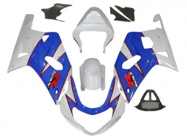 Custom 2000-2002 Suzuki GSXR1000 Motorcycle Fairings - White Blue Red Pinstripe UK