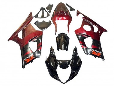 Custom 2003-2004 Suzuki GSXR 1000 Motorcycle Fairings - Red Glossy Black UK