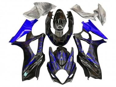 Custom 2005-2006 Suzuki GSXR 1000 Motorcycle Fairings - Black Blue Flame UK