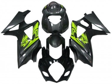 Custom 2005-2006 Suzuki GSXR 1000 Motorcycle Fairings - Black Grey Neon Yellow UK