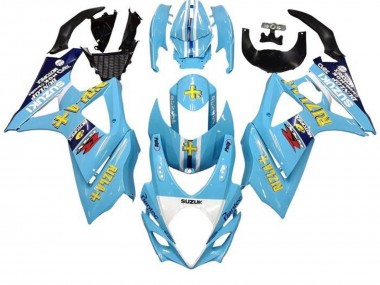 Custom 2005-2006 Suzuki GSXR 1000 Motorcycle Fairings - Light Blue Yellow Black Rizla UK