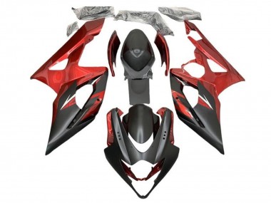Custom 2005-2006 Suzuki GSXR 1000 Motorcycle Fairings - Candy Red Matte Black UK