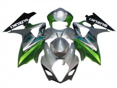 Custom 2005-2006 Suzuki GSXR 1000 Motorcycle Fairings - Silver Green Black UK