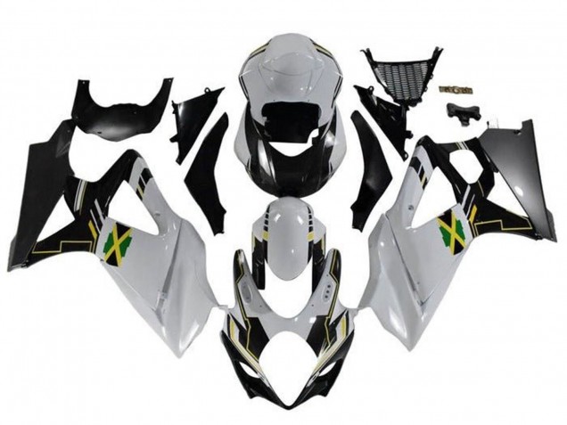 2005-2006 Suzuki GSXR 1000 Motorcycle Fairings - White Black Yellow Jamaica UK