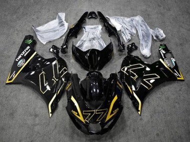 Custom 2017-2025 Suzuki GSXR1000 Motorcycle Fairings - Black Gold 77 UK