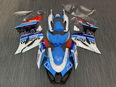 Custom 2017-2025 Suzuki GSXR1000 Motorcycle Fairings - White Blue Stripe Red Motul UK