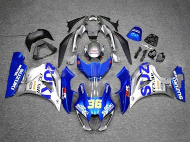 Custom 2017-2025 Suzuki GSXR1000 Motorcycle Fairings - Blue Silver Ecstar 36 UK