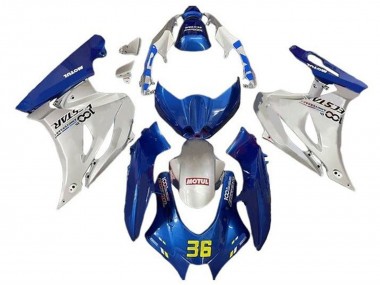 Custom 2017-2025 Suzuki GSXR1000 Motorcycle Fairings - Blue Silver Motul 36 UK