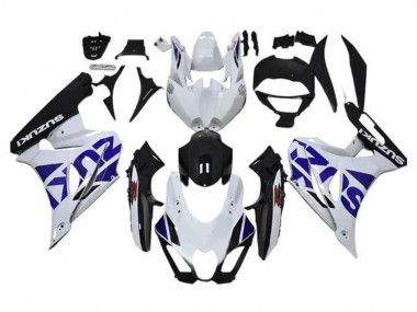 Custom 2017-2025 Suzuki GSXR1000 Motorcycle Fairing - White Blue Black UK