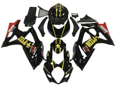Custom 2007-2008 Suzuki GSXR 1000 Motorcycle Fairings - Black Yellow Red Rizla UK