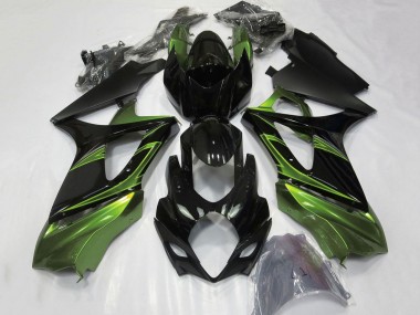 Custom 2007-2008 Suzuki GSXR 1000 Motorcycle Fairings - Green Glossy Black UK