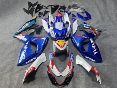 Custom 2009-2016 Suzuki GSXR 1000 Motorcycle Fairings - White Blue Red Yellow Voltcom UK