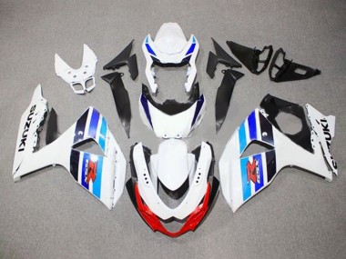 Custom 2009-2016 Suzuki GSXR 1000 Motorcycle Fairings - White Blue Red Black Stripe UK
