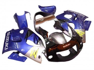 Custom 1996-2000 Suzuki GSXR 600 / GSXR 750 Motorcycle Fairings - Blue Silver Black UK