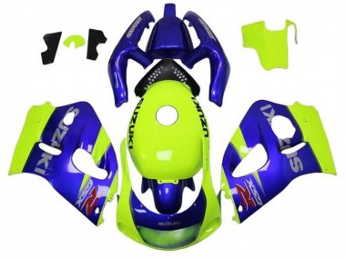Custom 1996-2000 Suzuki GSXR 600 / GSXR 750 Motorcycle Fairings - Blue Yellow UK