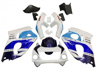 Custom 1996-2000 Suzuki GSXR 600 / GSXR 750 Motorcycle Fairings - White Triple Blue UK