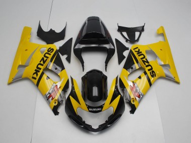 Custom 2001-2003 Suzuki GSXR 600 / GSXR 750 Motorcycle Fairing - Yellow Silver Glossy Black UK