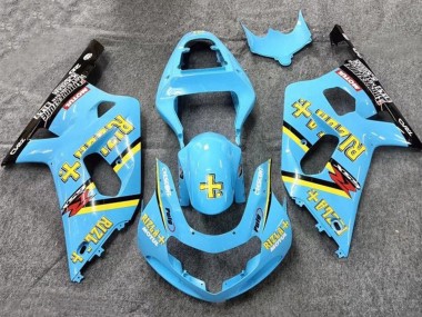 Custom 2001-2003 Suzuki GSXR 600 / GSXR 750 Motorcycle Fairings - Light Blue Yellow Black Black Rizla UK