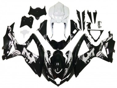 Custom 2008-2010 Suzuki GSXR 600 / GSXR 750 Motorcycle Fairings - White Glossy Black Leyla UK