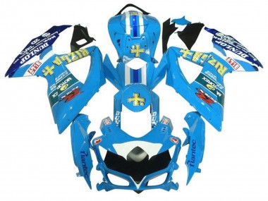 Custom 2008-2010 Suzuki GSXR 600 / GSXR 750 Motorcycle Fairings - Light Blue Yellow Rizla UK