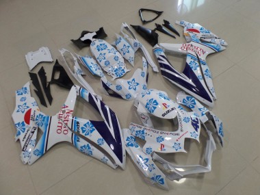 Custom 2008-2010 Suzuki GSXR 600 / GSXR 750 Motorcycle Fairings - White Blue Flower Red Nastro Azzurro UK