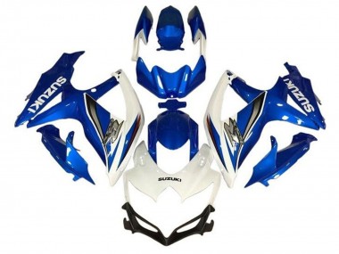 Custom 2008-2010 Suzuki GSXR 600 / GSXR 750 Motorcycle Fairings - White Blue Silver UK