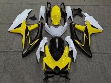 Custom 2008-2010 Suzuki GSXR 600 / GSXR 750 Motorcycle Fairings - White Yellow Grey Black UK