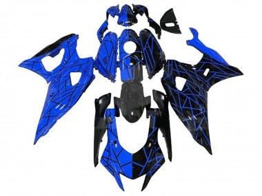 Custom 2021-2024 Yamaha YZF R7 Motorcycle Fairings - Blue Black Split Lines UK