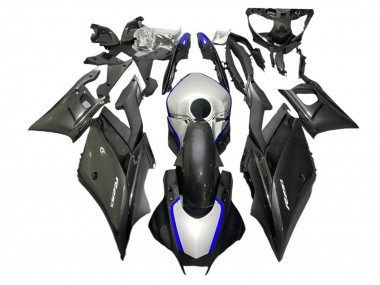 Custom 2022-2024 Yamaha YZF R3/R25 Motorcycle Fairings - Silver Blue Black Carbon Fiber Style UK