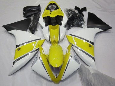 Custom 2009-2011 Yamaha YZF 1000 R1 Motorcycle Fairings - White Yellow Matte Black UK
