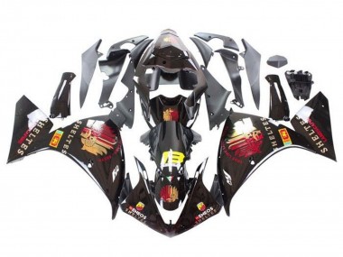 Custom 2012-2014 Yamaha YZF 1000 R1 Motorcycle Fairings - Glossy Black Red Yellow Sheltes UK