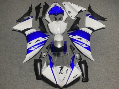 Custom 2012-2014 Yamaha YZF 1000 R1 Motorcycle Fairings - White Blue Black Silver Stripe UK