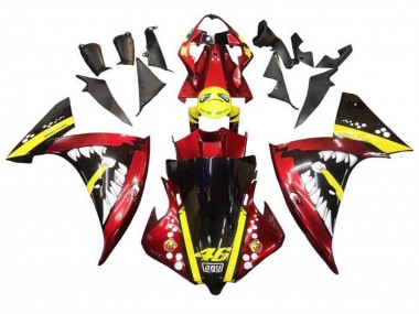 Custom 2012-2014 Yamaha YZF 1000 R1 Motorcycle Fairings - Red Yellow Black Shark UK